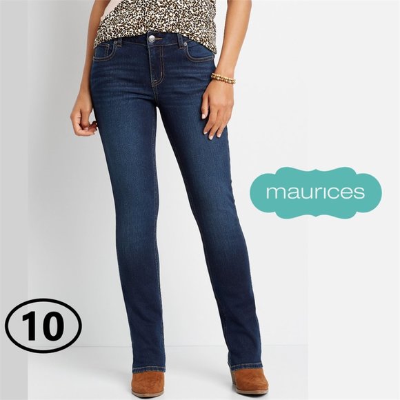 Dark wash sandblasted mid rise bootcut Denim jeans Maurices size 10  32" inseam - Picture 1 of 1